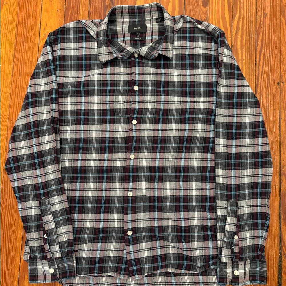 Vince Men's Plaid Button Down - L